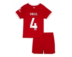 Liverpool Virgil van Dijk #4 Hjemmedraktsett Barn 2023-24 Kortermet (+ Korte bukser)